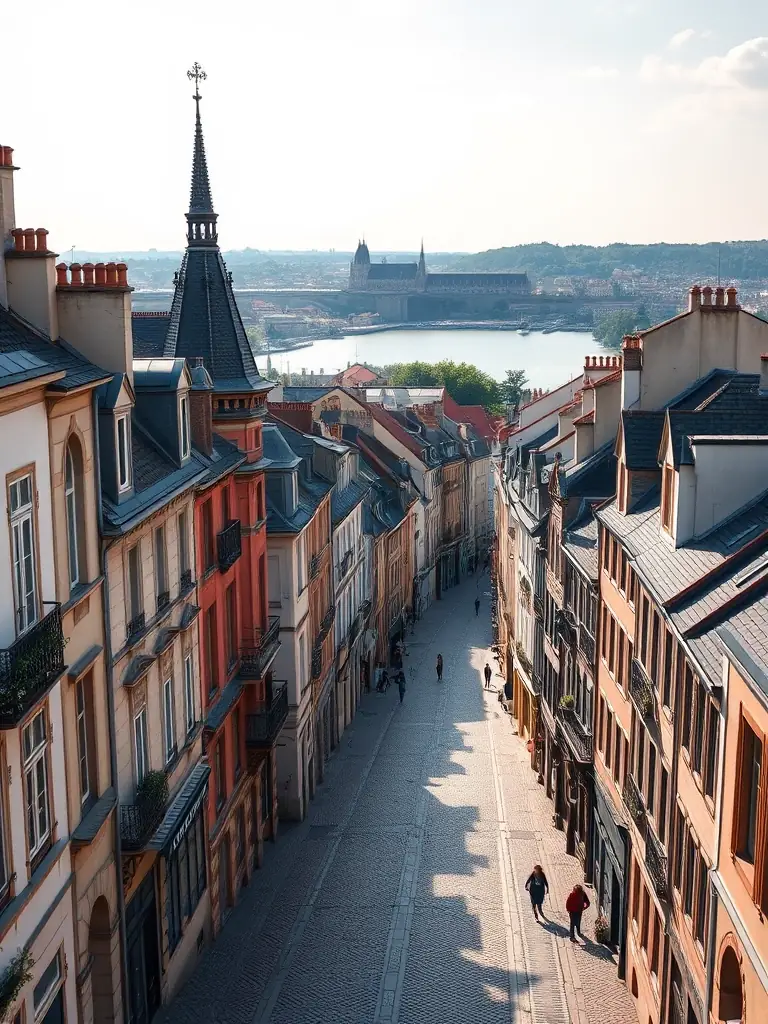 A scenic view of the Nantes cityscape, emphasizing the historical and cultural significance of the marathon route.
