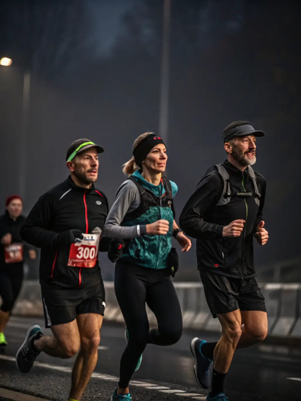 A dynamic shot of runners participating in the full marathon, showcasing the determination and endurance required for the 42.2 km race.